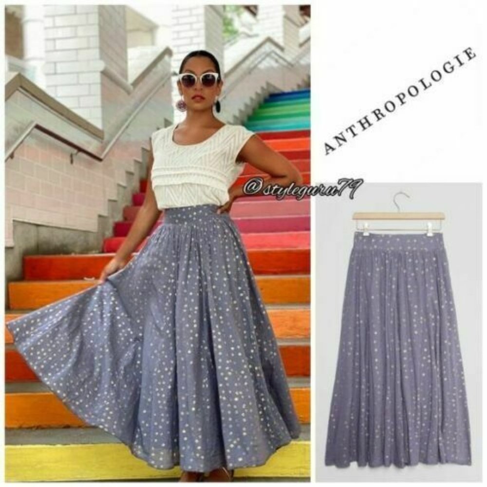 Anthropologie Kaley Shimmer Cotton Maxi Skirt XL